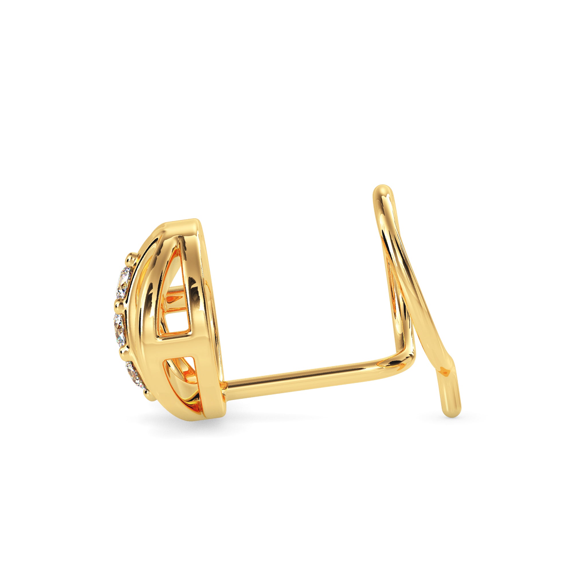 0.05Ct Round Shape Prong Lab-Grown Diamond Gold Wire Back Stud Nosepins