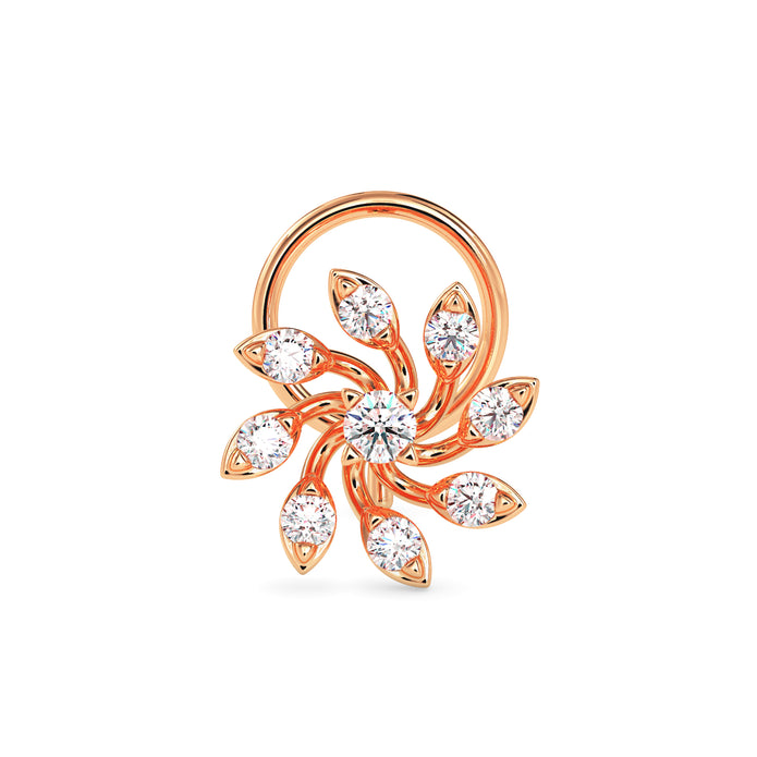 0.07Ct Floral Spiral Prong Set Lab-Grown Diamond Gold Wire Back Stud Nosepins
