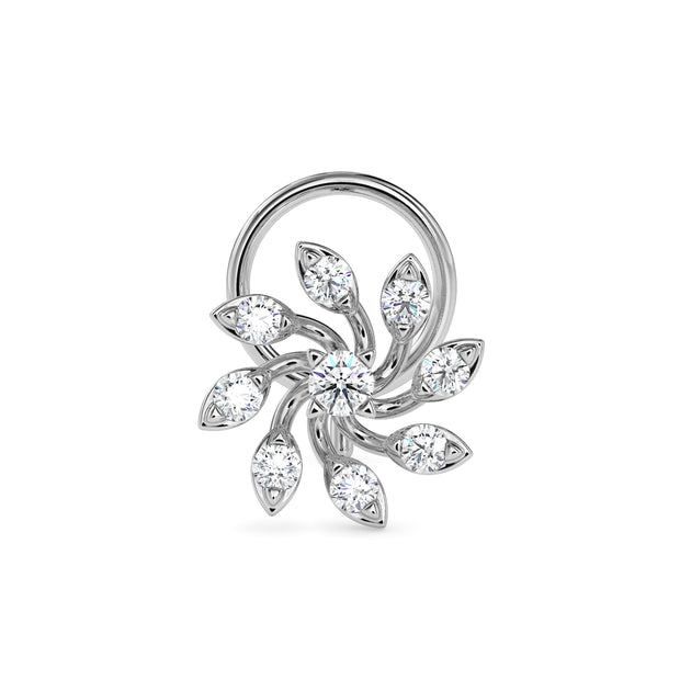 0.07Ct Floral Spiral Prong Set Lab-Grown Diamond Gold Wire Back Stud Nosepins