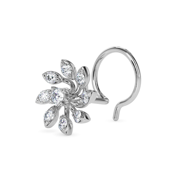 0.07Ct Floral Spiral Prong Set Lab-Grown Diamond Gold Wire Back Stud Nosepins
