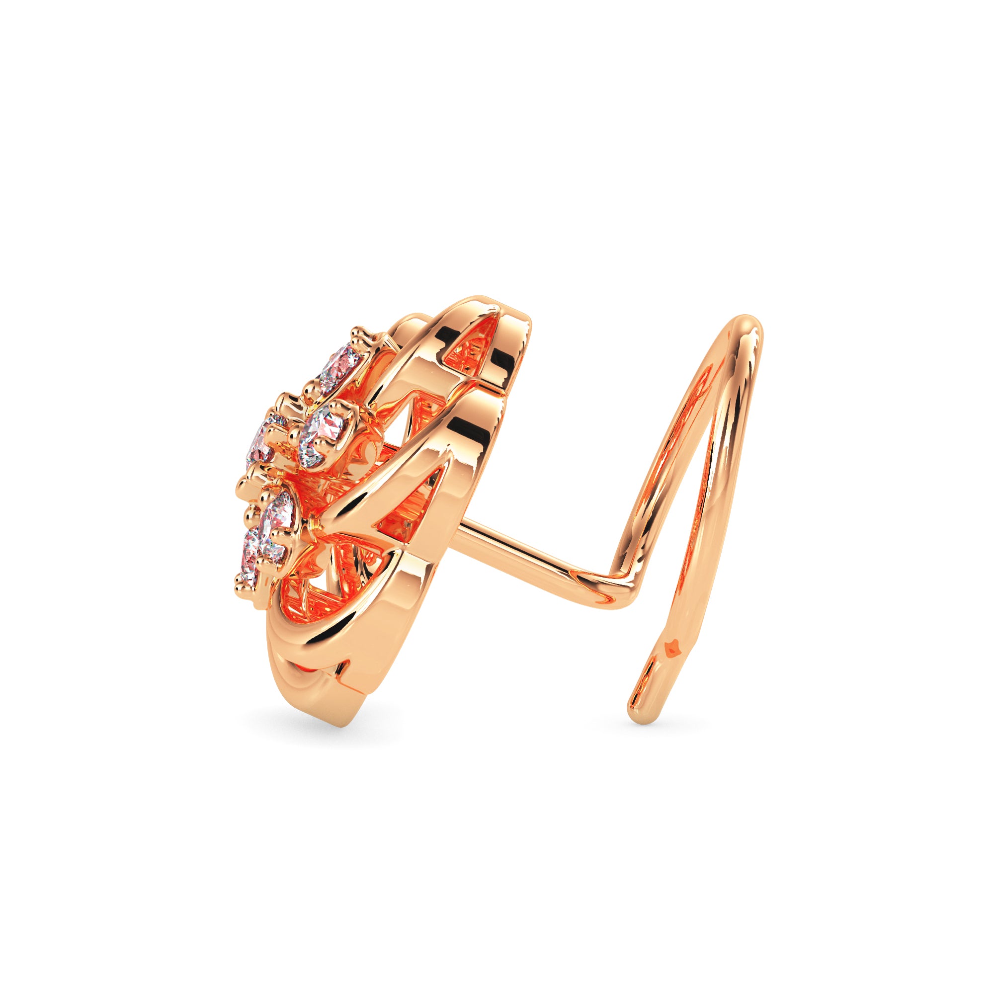 0.05Ct Flower Design Prong Set Lab-Grown Diamond Gold Wire Back Stud Nosepins