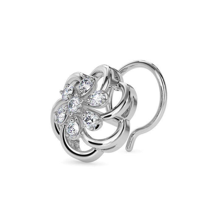 0.05Ct Flower Design Prong Set Lab-Grown Diamond Gold Wire Back Stud Nosepins