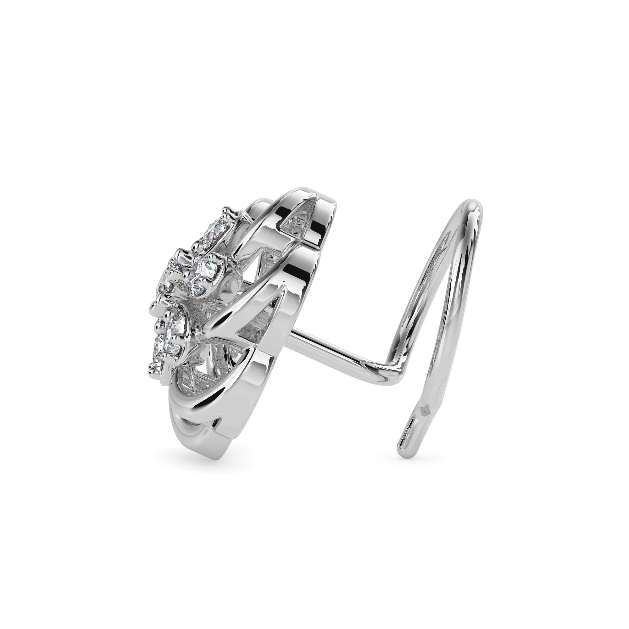 0.05Ct Flower Design Prong Set Lab-Grown Diamond Gold Wire Back Stud Nosepins