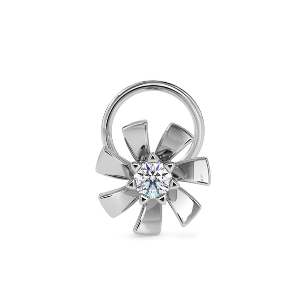 0.03Ct Spiral Design Round Prong Set Lab-Grown Diamond Gold Wire Back Stud Nosepins