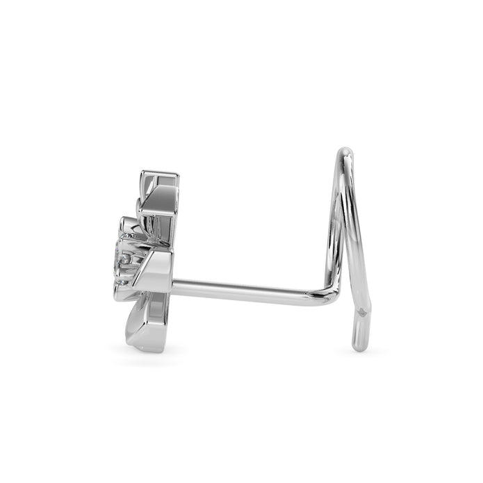 0.03Ct Spiral Design Round Prong Set Lab-Grown Diamond Gold Wire Back Stud Nosepins