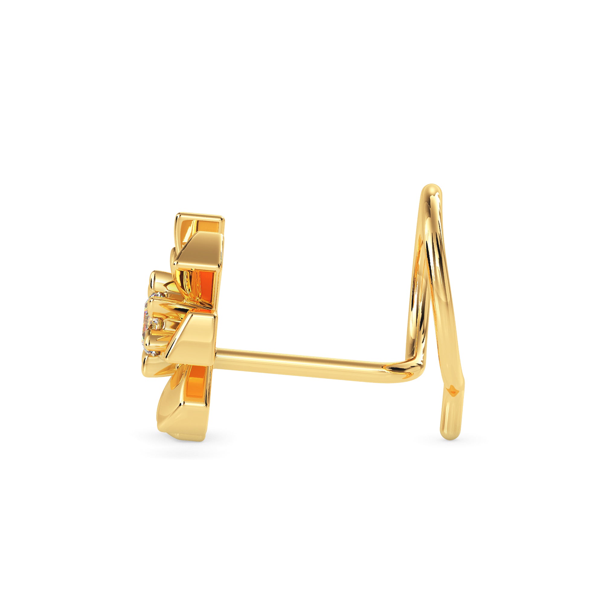 0.03Ct Spiral Design Round Prong Set Lab-Grown Diamond Gold Wire Back Stud Nosepins