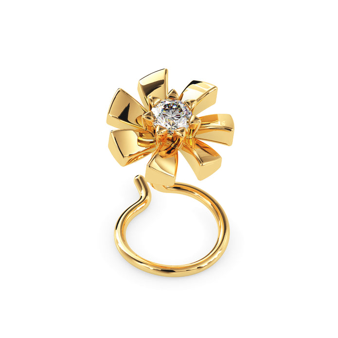0.03Ct Spiral Design Round Prong Set Lab-Grown Diamond Gold Wire Back Stud Nosepins
