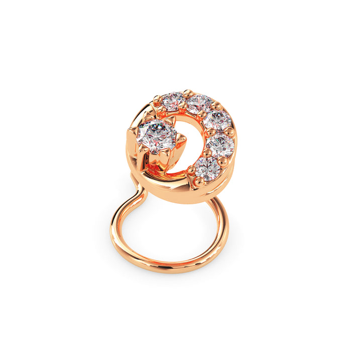 0.07Ct Circle Design Prong Set Lab-Grown Diamond Gold Wire Back Stud Nosepins