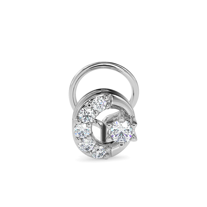 0.07Ct Circle Design Prong Set Lab-Grown Diamond Gold Wire Back Stud Nosepins