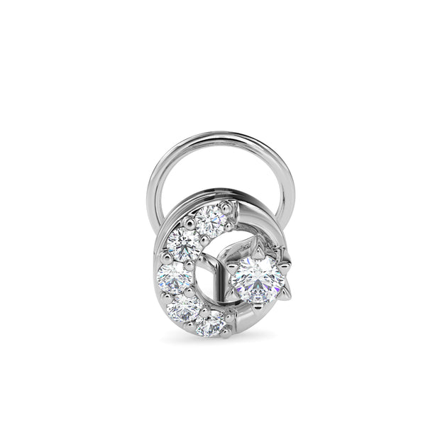 0.07Ct Circle Design Prong Set Lab-Grown Diamond Gold Wire Back Stud Nosepins