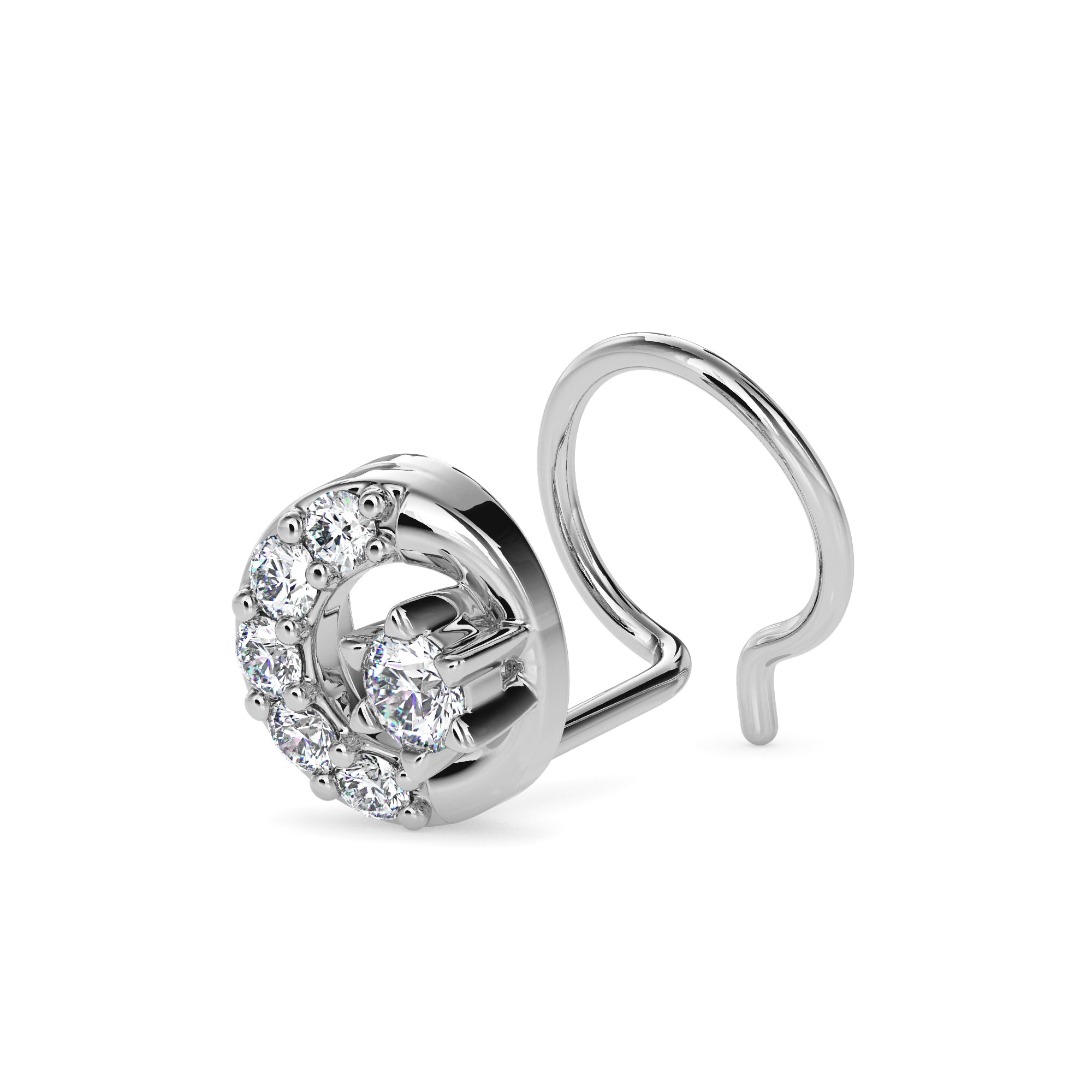 0.07Ct Circle Design Prong Set Lab-Grown Diamond Gold Wire Back Stud Nosepins