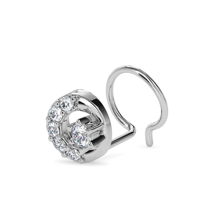 0.07Ct Circle Design Prong Set Lab-Grown Diamond Gold Wire Back Stud Nosepins
