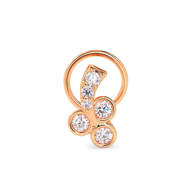 0.06Ct Round Bezel Set Lab-Grown Diamond Gold Wire Back Stud Nosepins