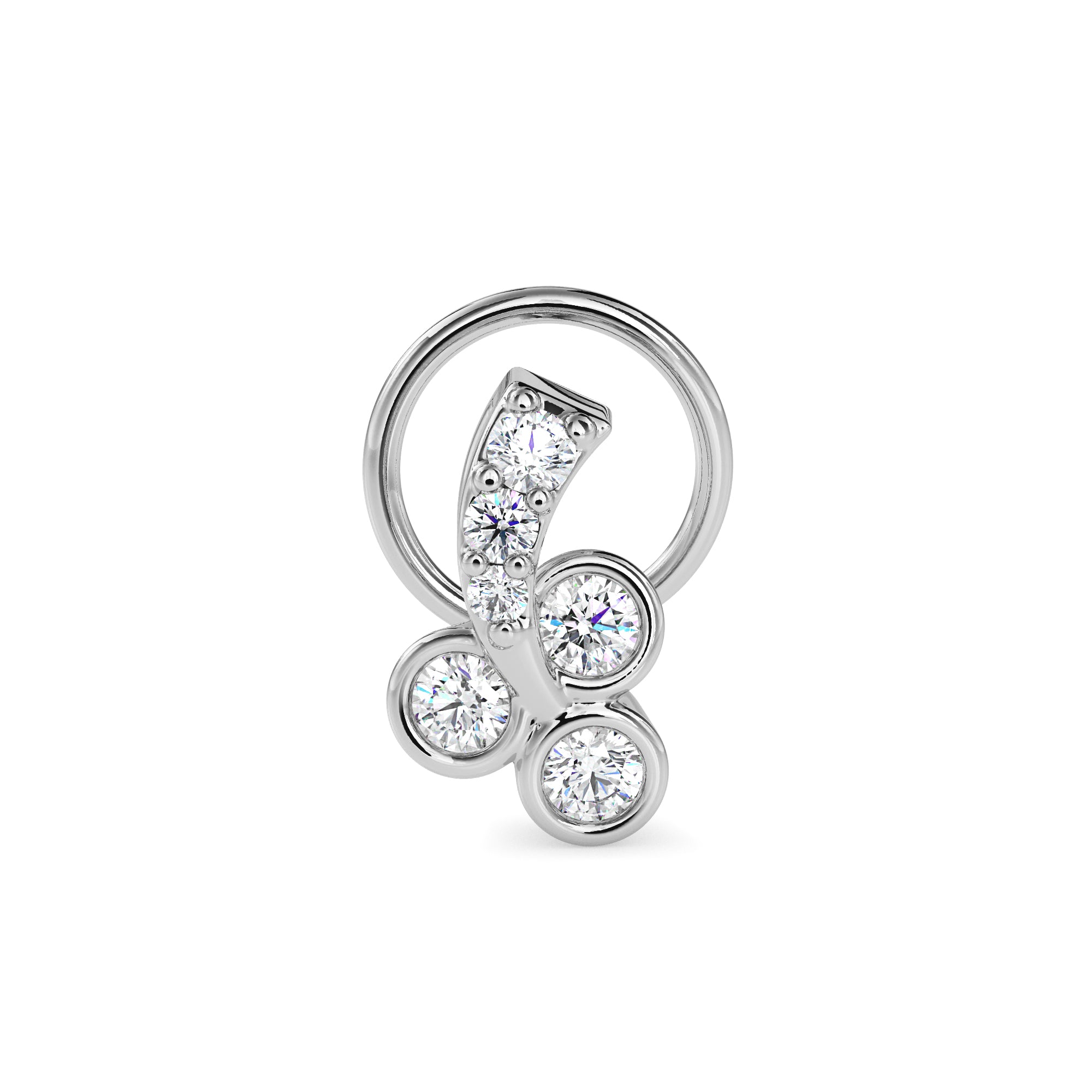 0.06Ct Round Bezel Set Lab-Grown Diamond Gold Wire Back Stud Nosepins
