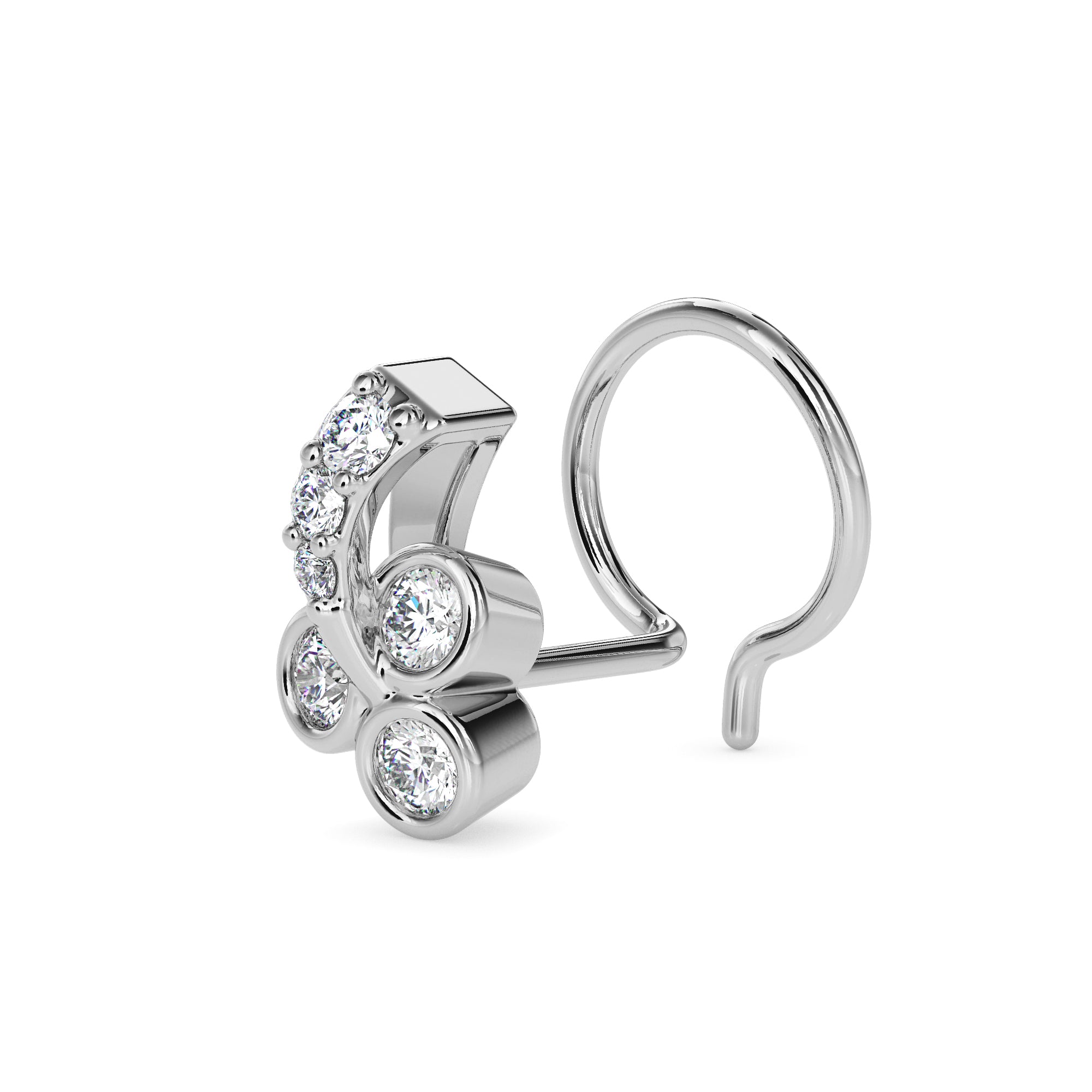 0.06Ct Round Bezel Set Lab-Grown Diamond Gold Wire Back Stud Nosepins