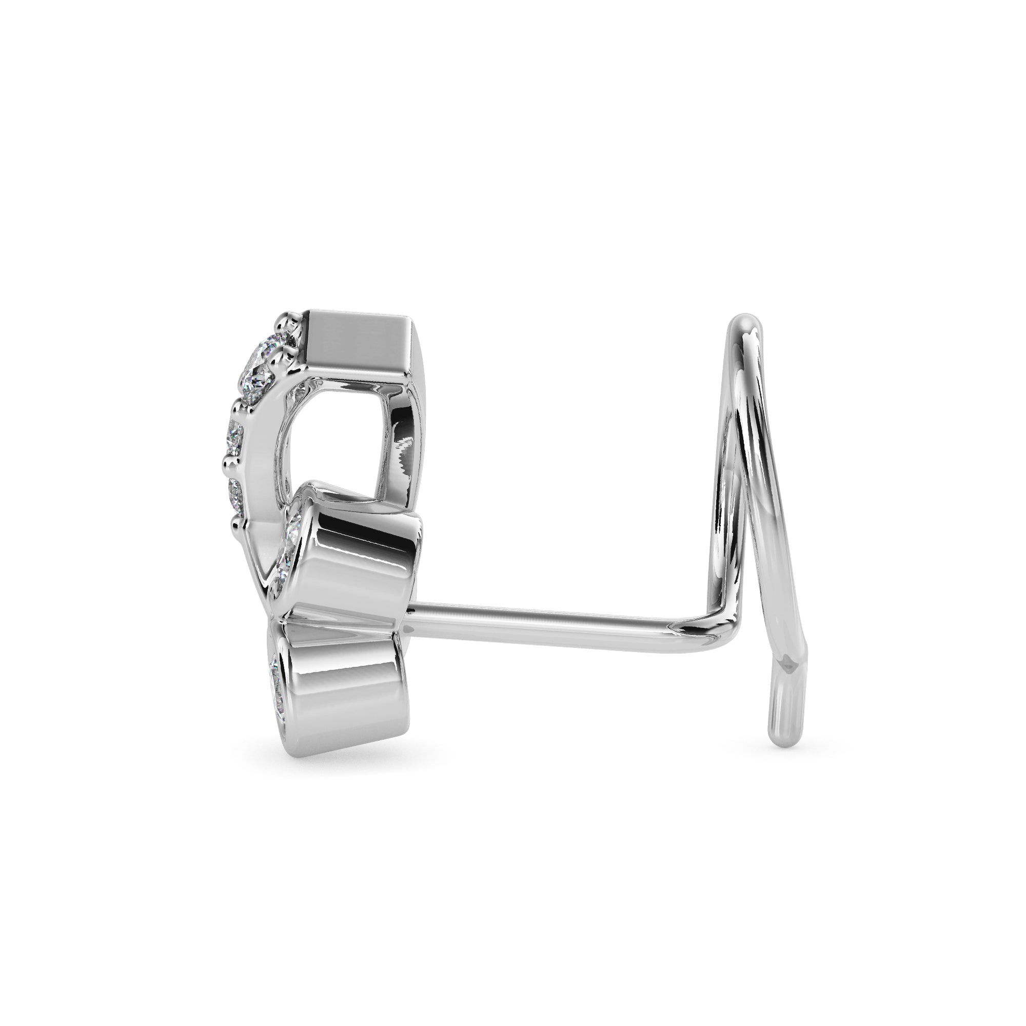 0.06Ct Round Bezel Set Lab-Grown Diamond Gold Wire Back Stud Nosepins