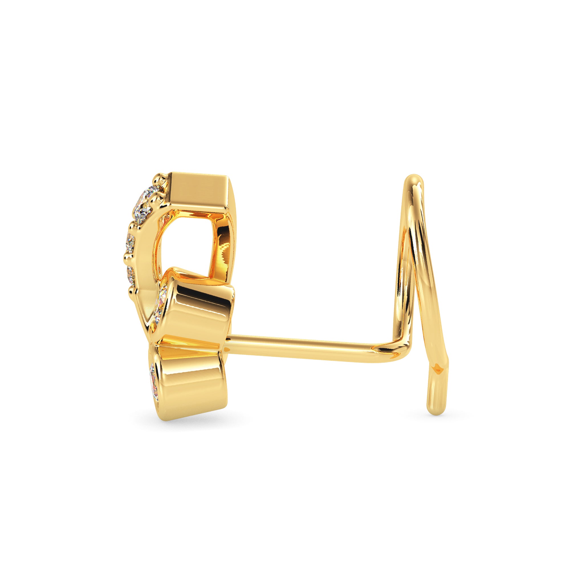 0.06Ct Round Bezel Set Lab-Grown Diamond Gold Wire Back Stud Nosepins