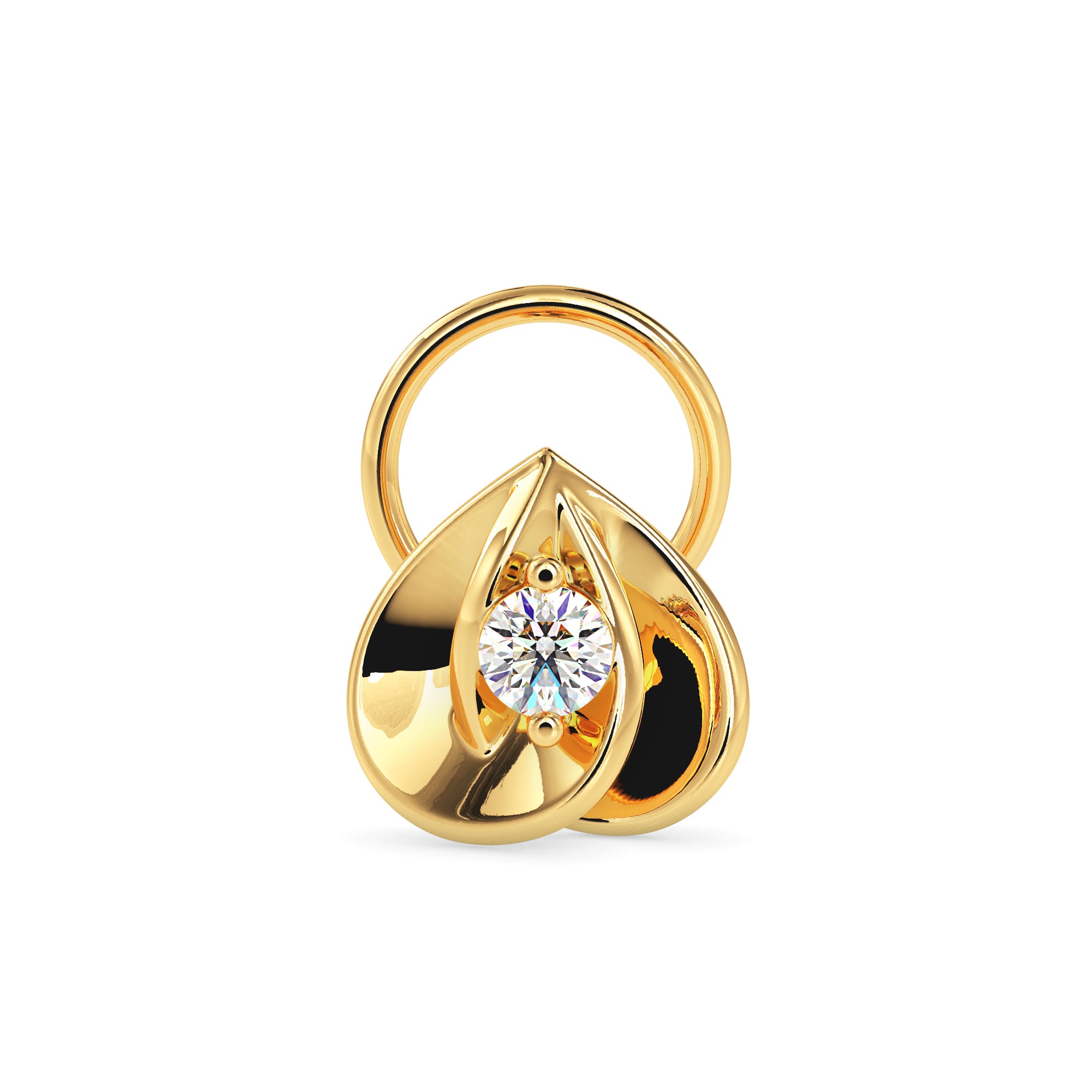 0.03Ct Teardrop Design Lab-Grown Diamond Gold Wire Back Stud Nosepins