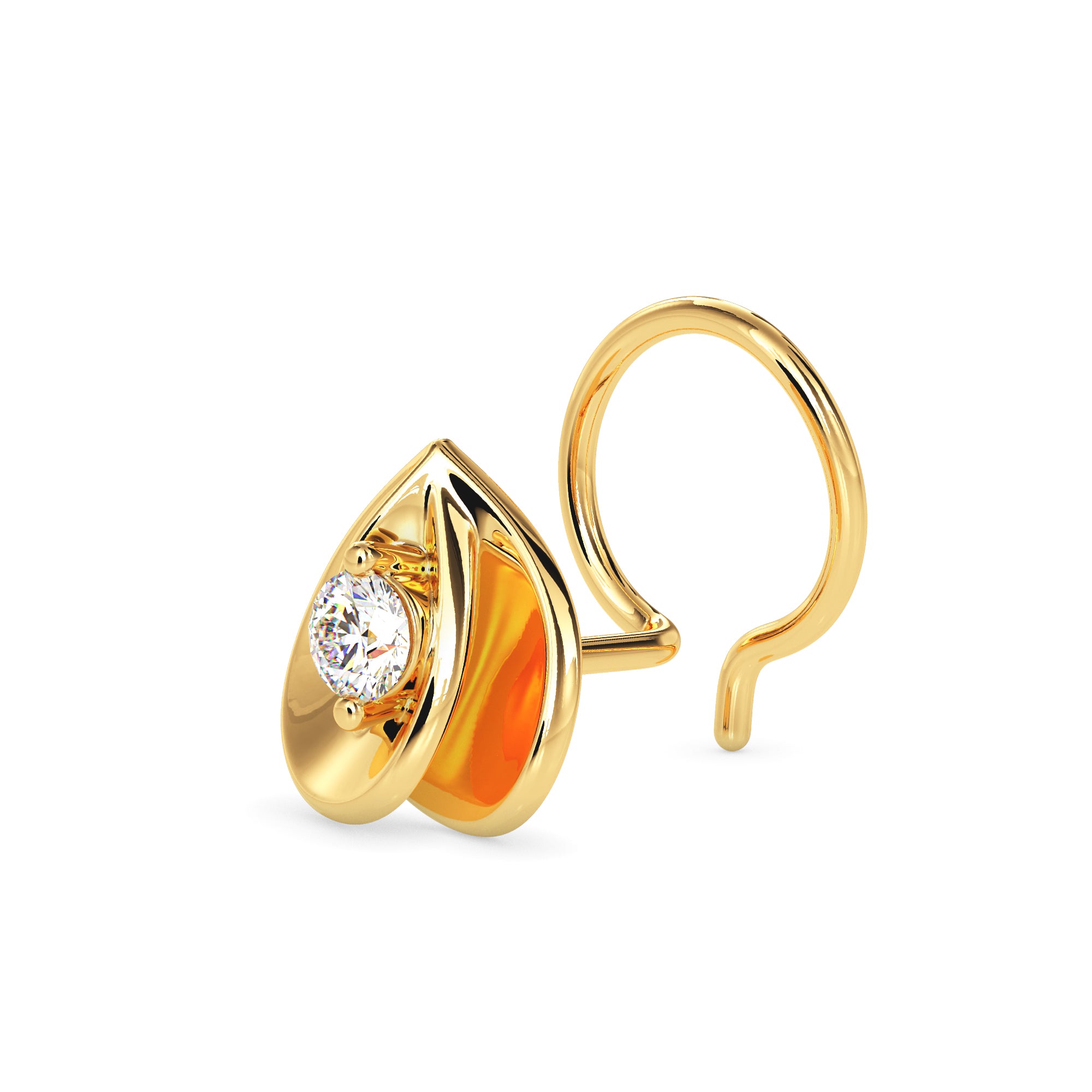 0.03Ct Teardrop Design Lab-Grown Diamond Gold Wire Back Stud Nosepins