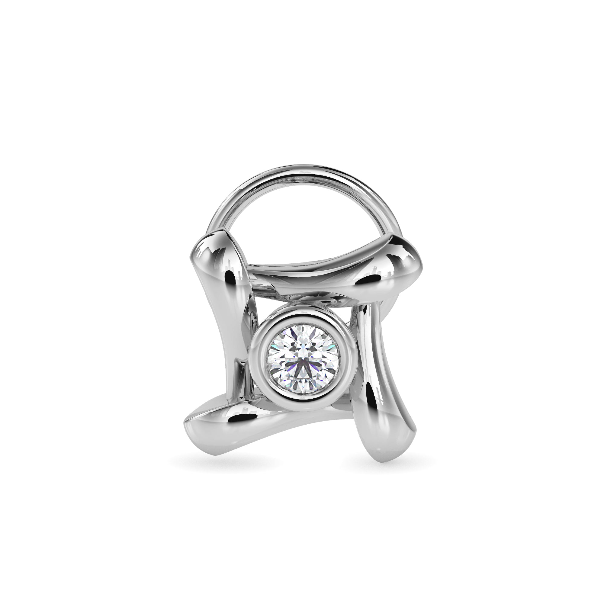 0.03Ct Round Bezel set Lab-Grown Diamond Gold Wire Back Stud Nosepins