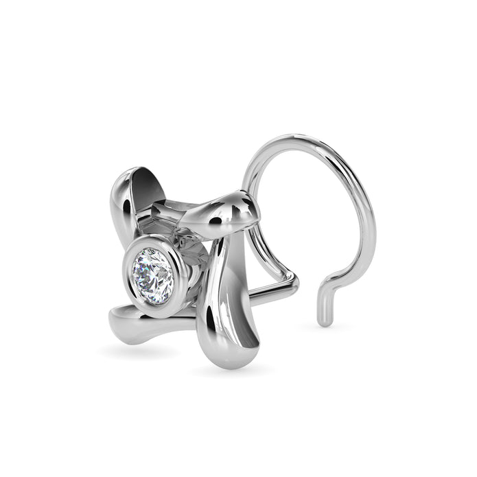 0.03Ct Round Bezel set Lab-Grown Diamond Gold Wire Back Stud Nosepins