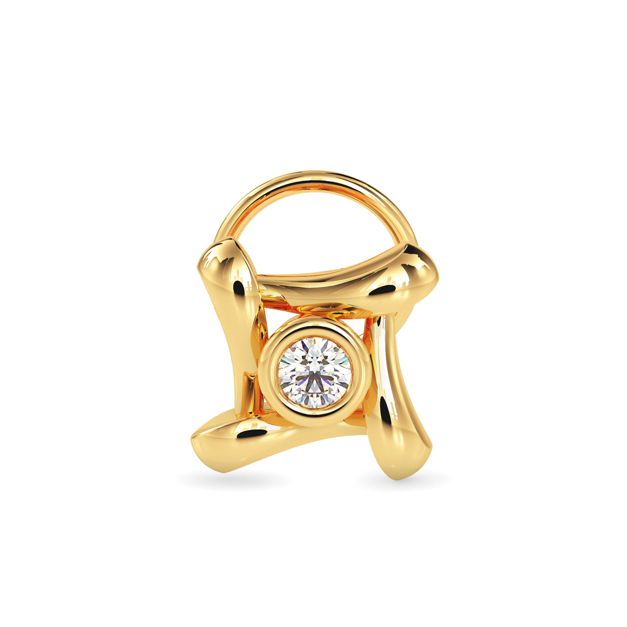 0.03Ct Round Bezel set Lab-Grown Diamond Gold Wire Back Stud Nosepins