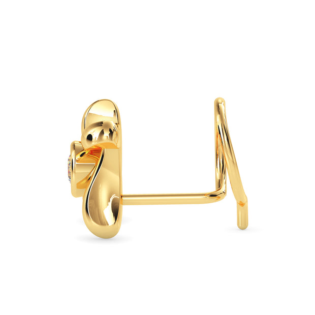 0.03Ct Round Bezel set Lab-Grown Diamond Gold Wire Back Stud Nosepins