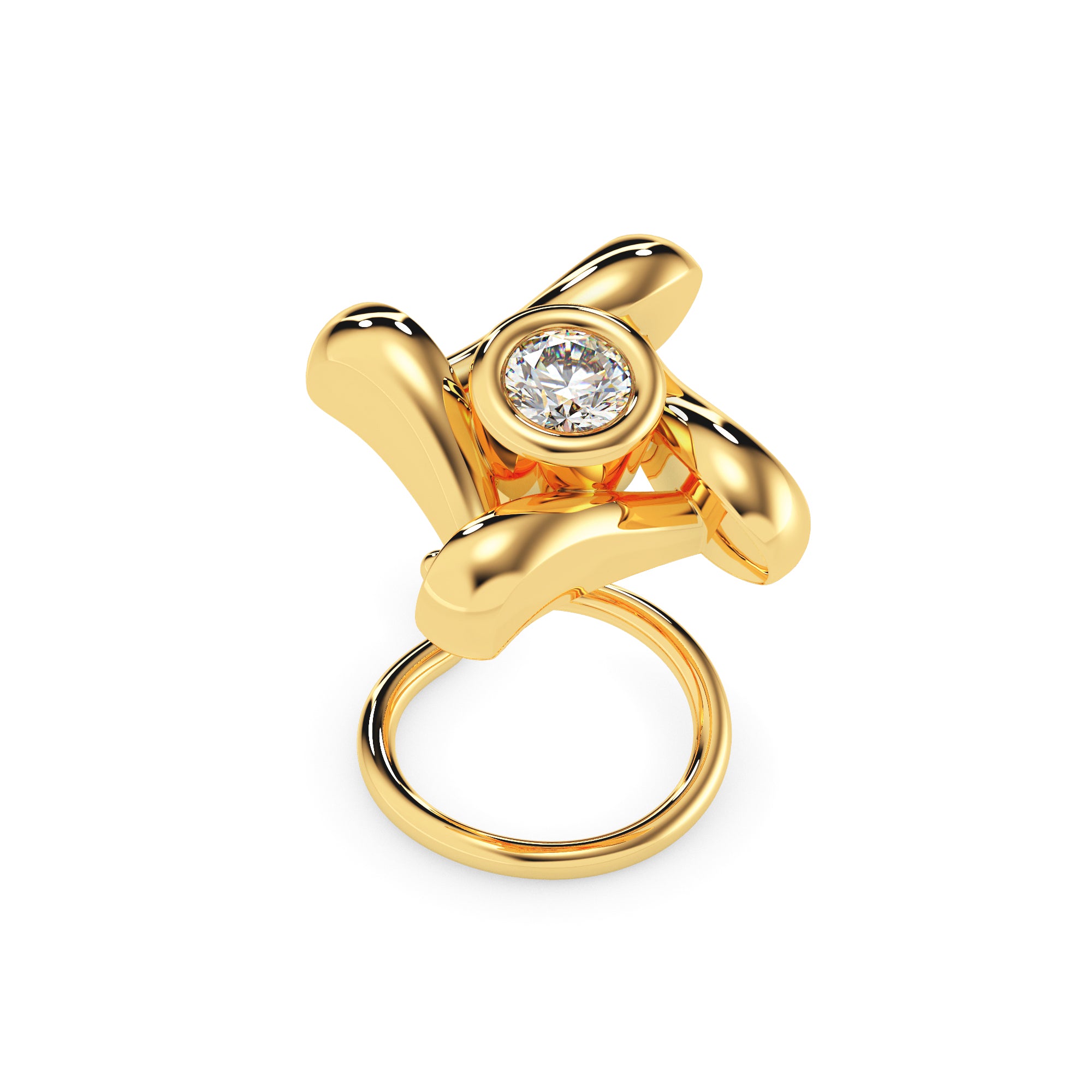 0.03Ct Round Bezel set Lab-Grown Diamond Gold Wire Back Stud Nosepins