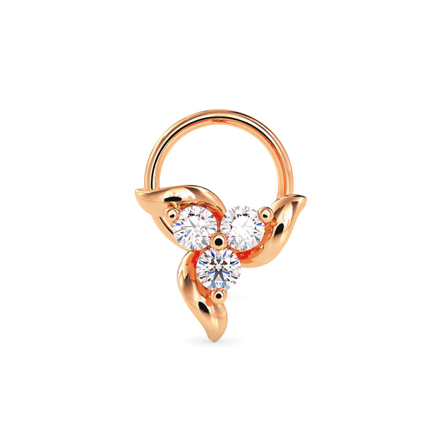 0.06Ct Round Three Stone Lab-Grown Diamond Gold Wire Back Stud Nosepins
