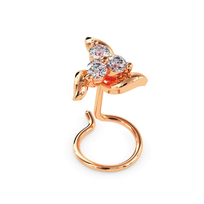 0.06Ct Round Three Stone Lab-Grown Diamond Gold Wire Back Stud Nosepins