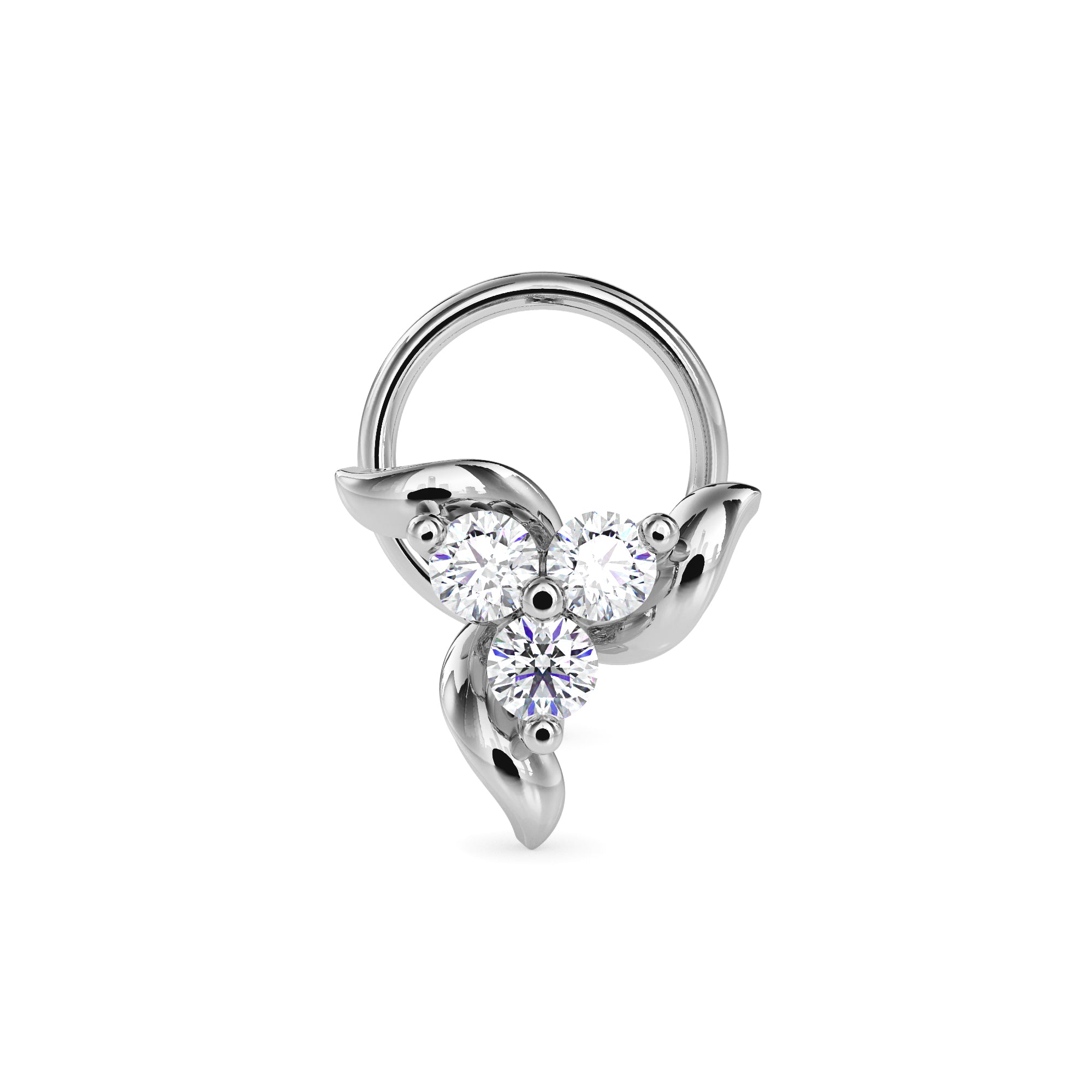 0.06Ct Round Three Stone Lab-Grown Diamond Gold Wire Back Stud Nosepins