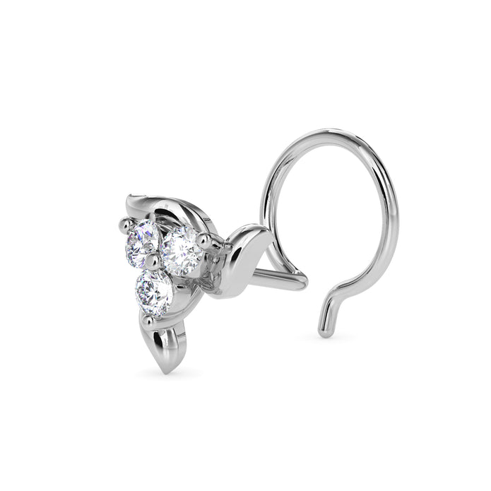 0.06Ct Round Three Stone Lab-Grown Diamond Gold Wire Back Stud Nosepins