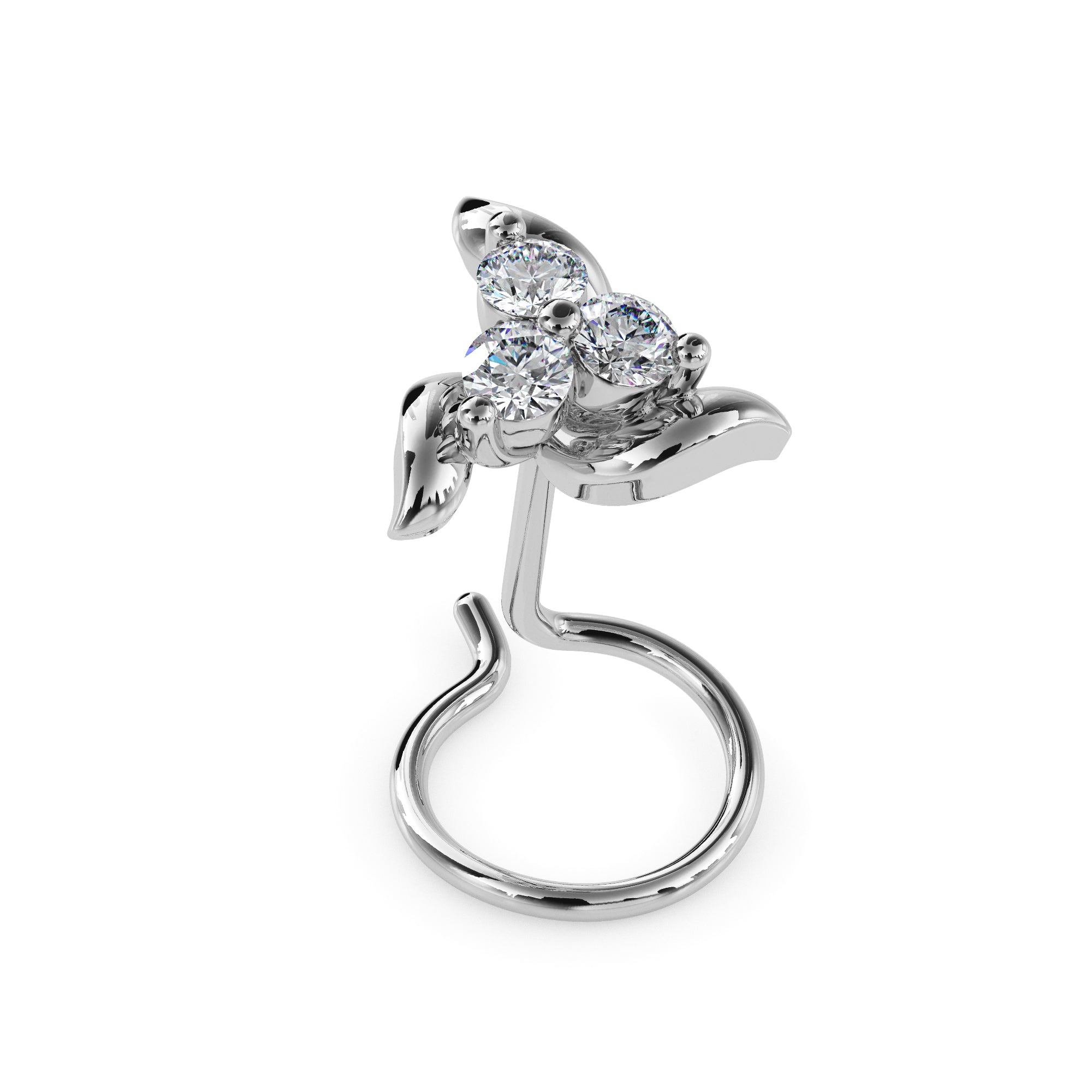 0.06Ct Round Three Stone Lab-Grown Diamond Gold Wire Back Stud Nosepins