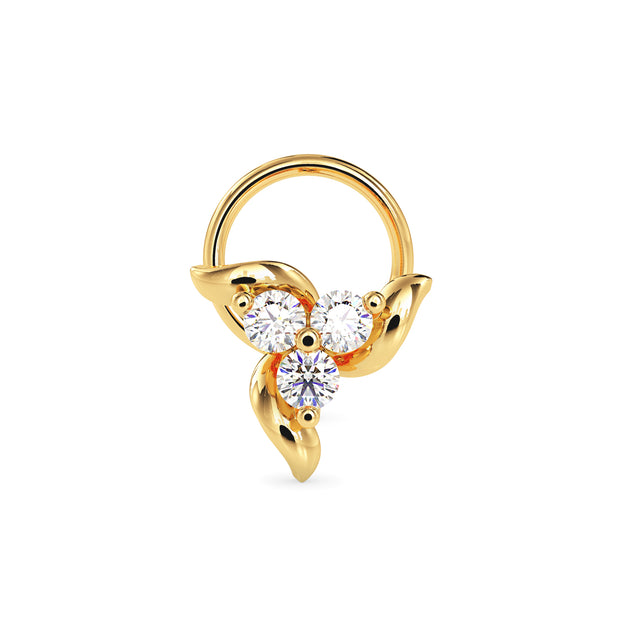 0.06Ct Round Three Stone Lab-Grown Diamond Gold Wire Back Stud Nosepins