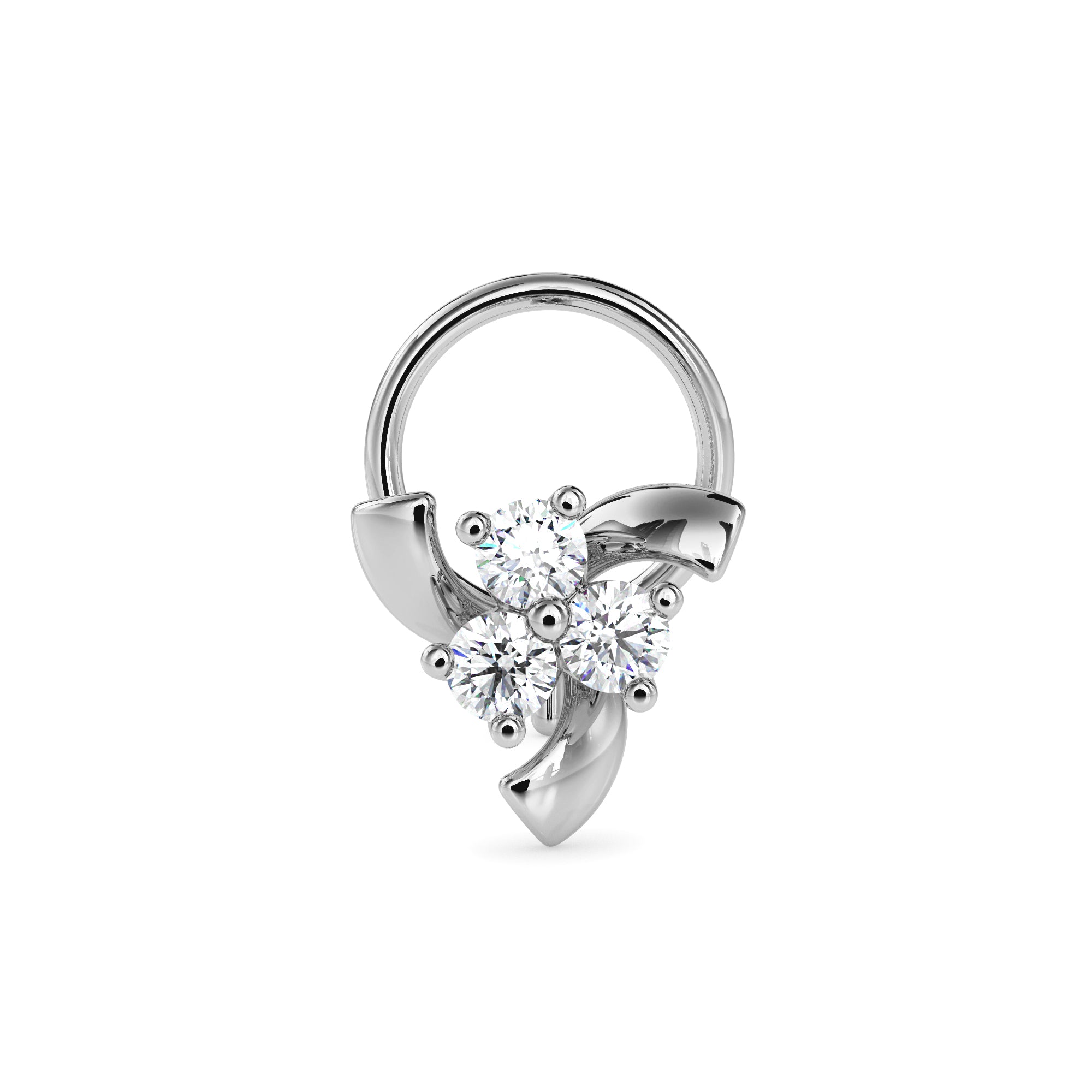 0.06Ct Floral Cluster Lab-Grown Diamond Gold Wire Back Stud Nosepins
