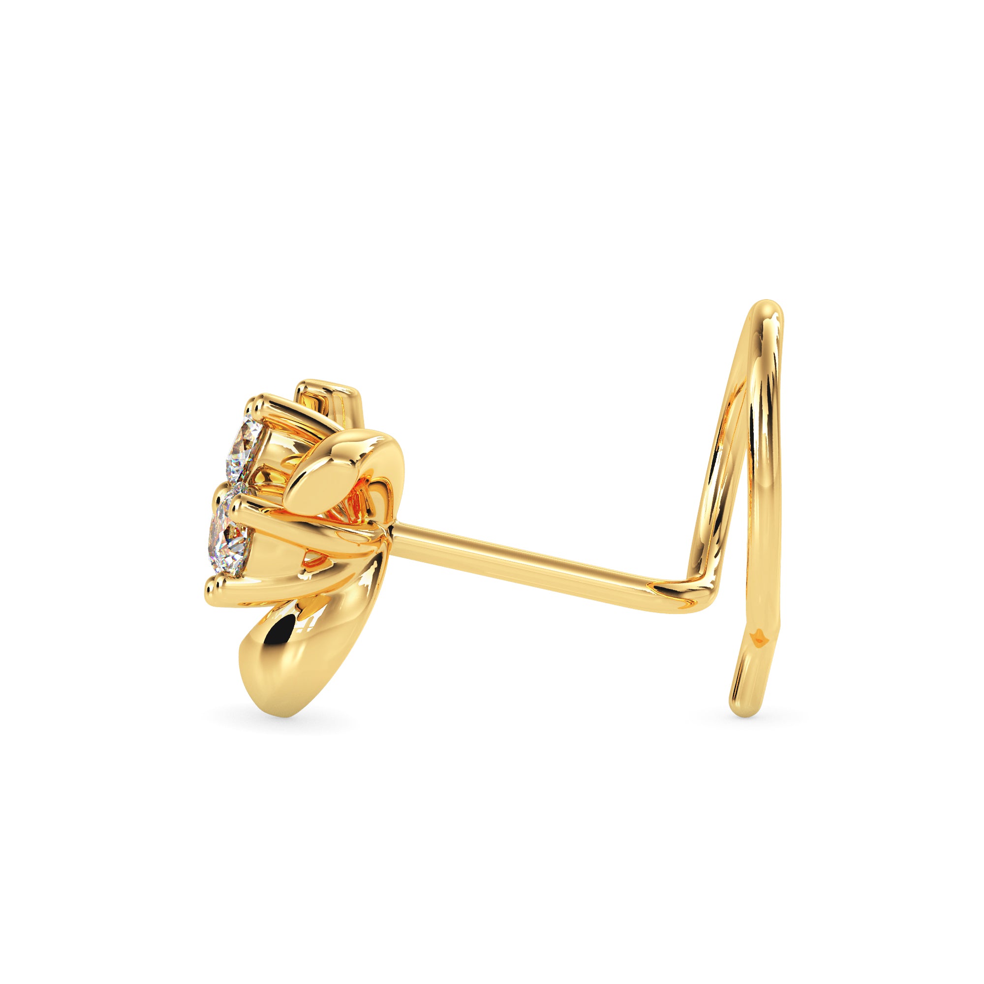0.06Ct Floral Cluster Lab-Grown Diamond Gold Wire Back Stud Nosepins