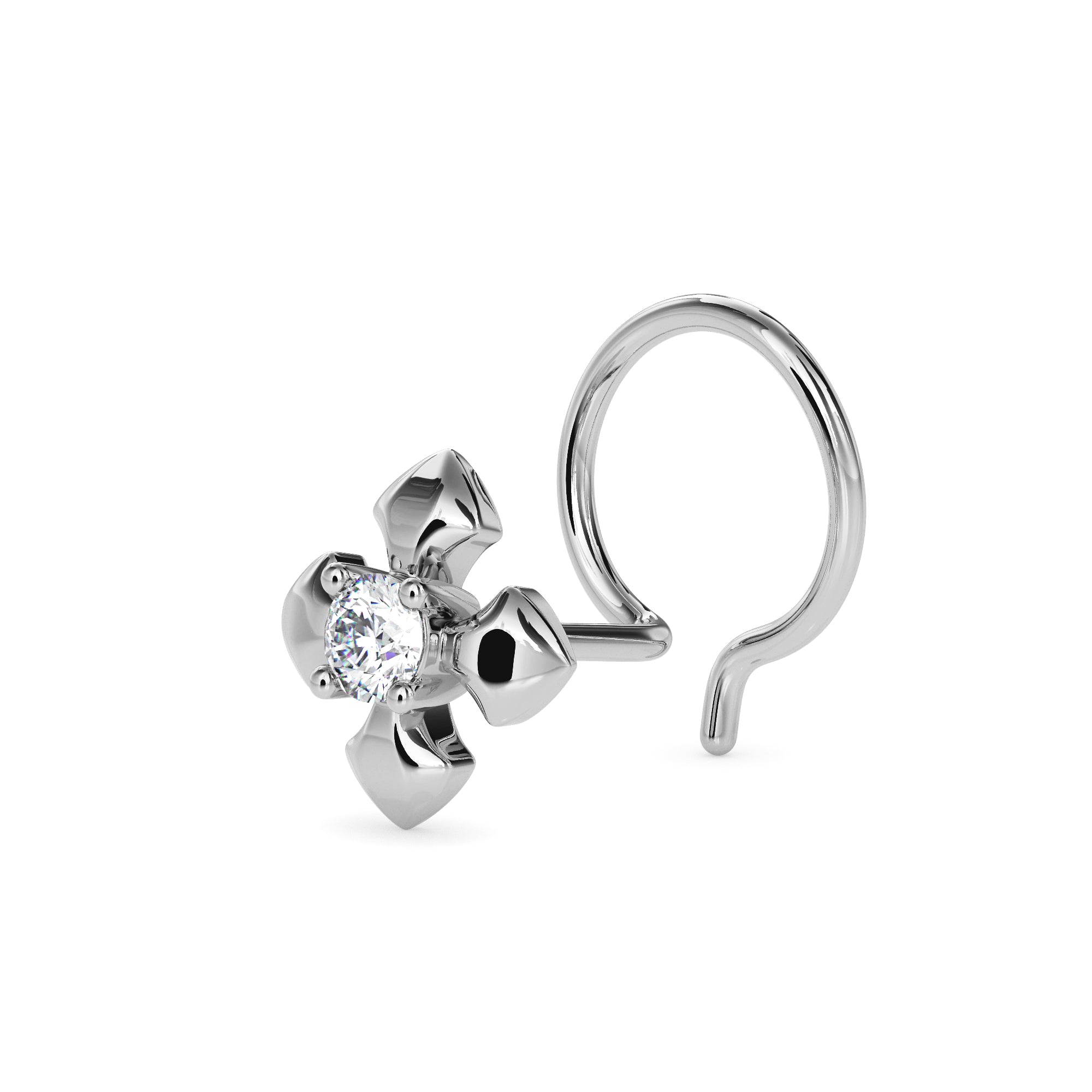 0.03Ct Round Prong Set Lab-Grown Diamond Gold Wire Back Stud Nosepins