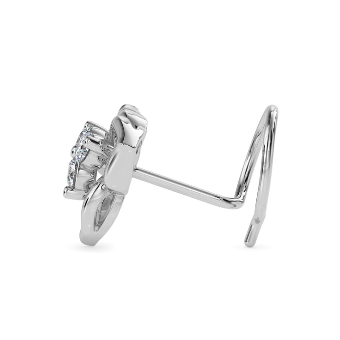 0.06Ct Floral Three Stone Lab-Grown Diamond Gold Wire Back Stud Nosepins