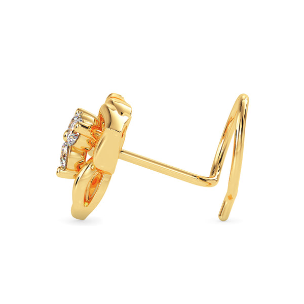 0.06Ct Floral Three Stone Lab-Grown Diamond Gold Wire Back Stud Nosepins