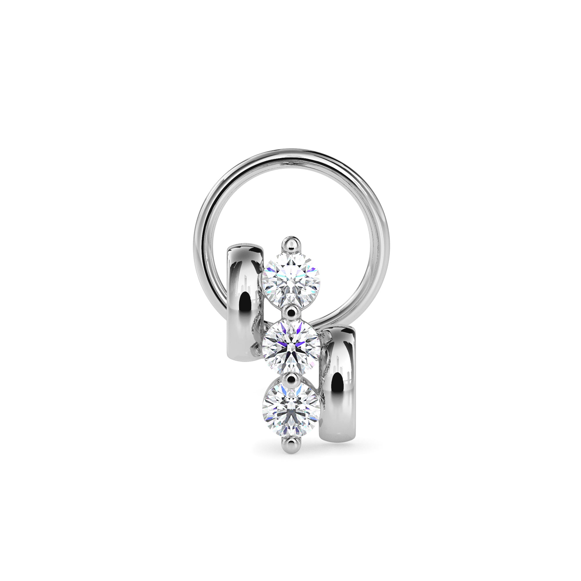 0.06Ct Three Stone Lab-Grown Diamond Gold Wire Back Stud Nosepins