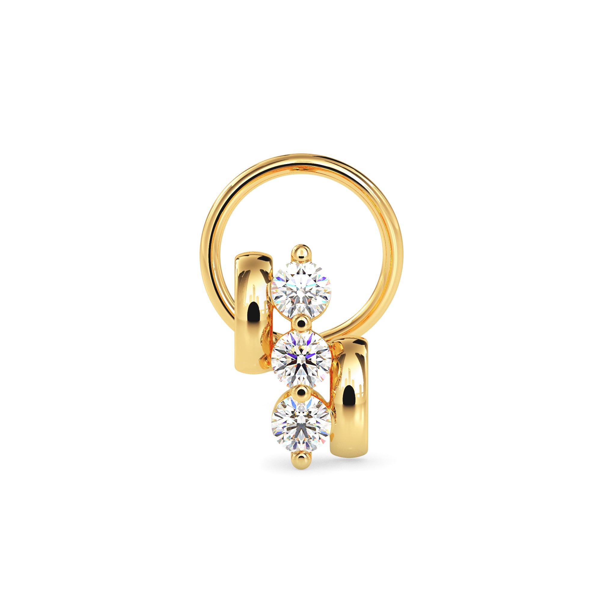 0.06Ct Three Stone Lab-Grown Diamond Gold Wire Back Stud Nosepins