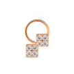 0.07Ct Two Square Cluster Lab-Grown Diamond Gold Wire Back Stud Nosepins