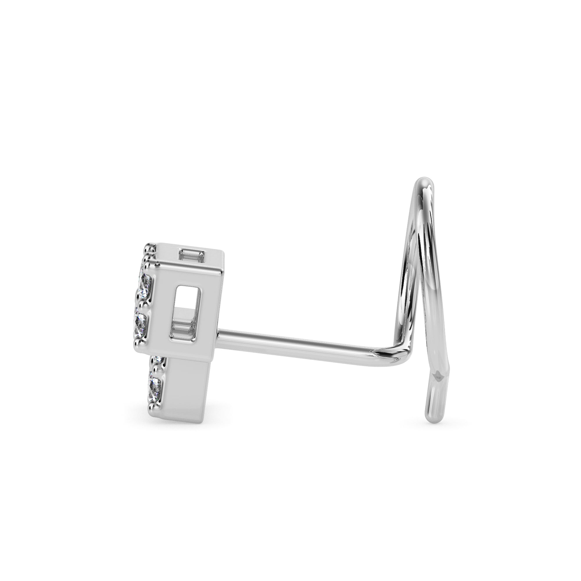 0.07Ct Two Square Cluster Lab-Grown Diamond Gold Wire Back Stud Nosepins