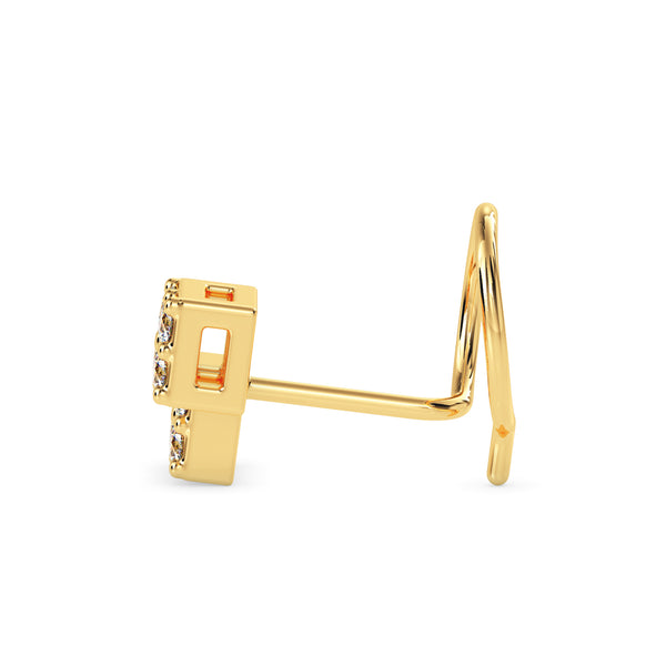 0.07Ct Two Square Cluster Lab-Grown Diamond Gold Wire Back Stud Nosepins