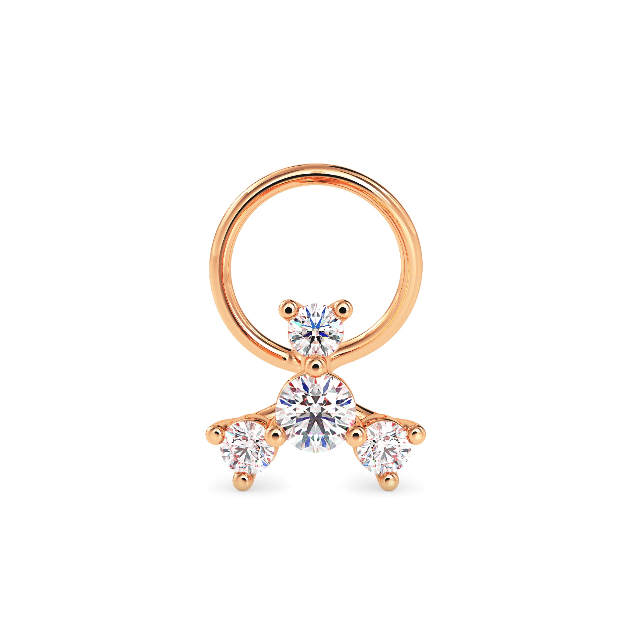 0.08Ct Round Prong Set Lab-Grown Diamond Gold Wire Back Stud Nosepins