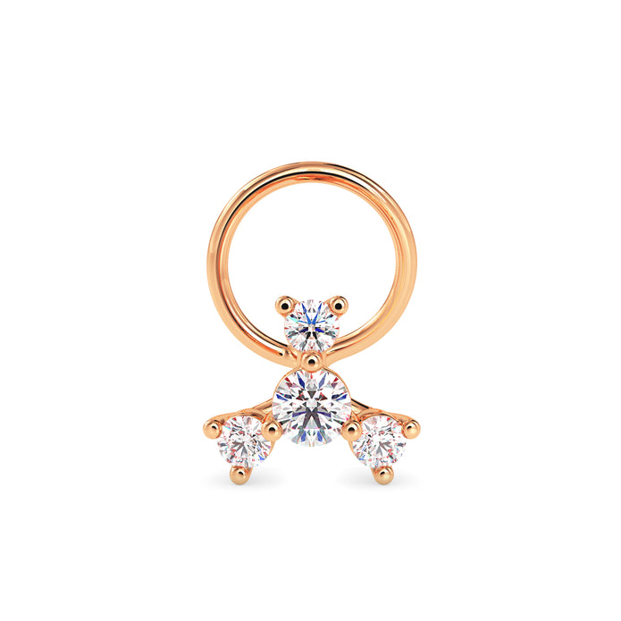 0.08Ct Round Prong Set Lab-Grown Diamond Gold Wire Back Stud Nosepins