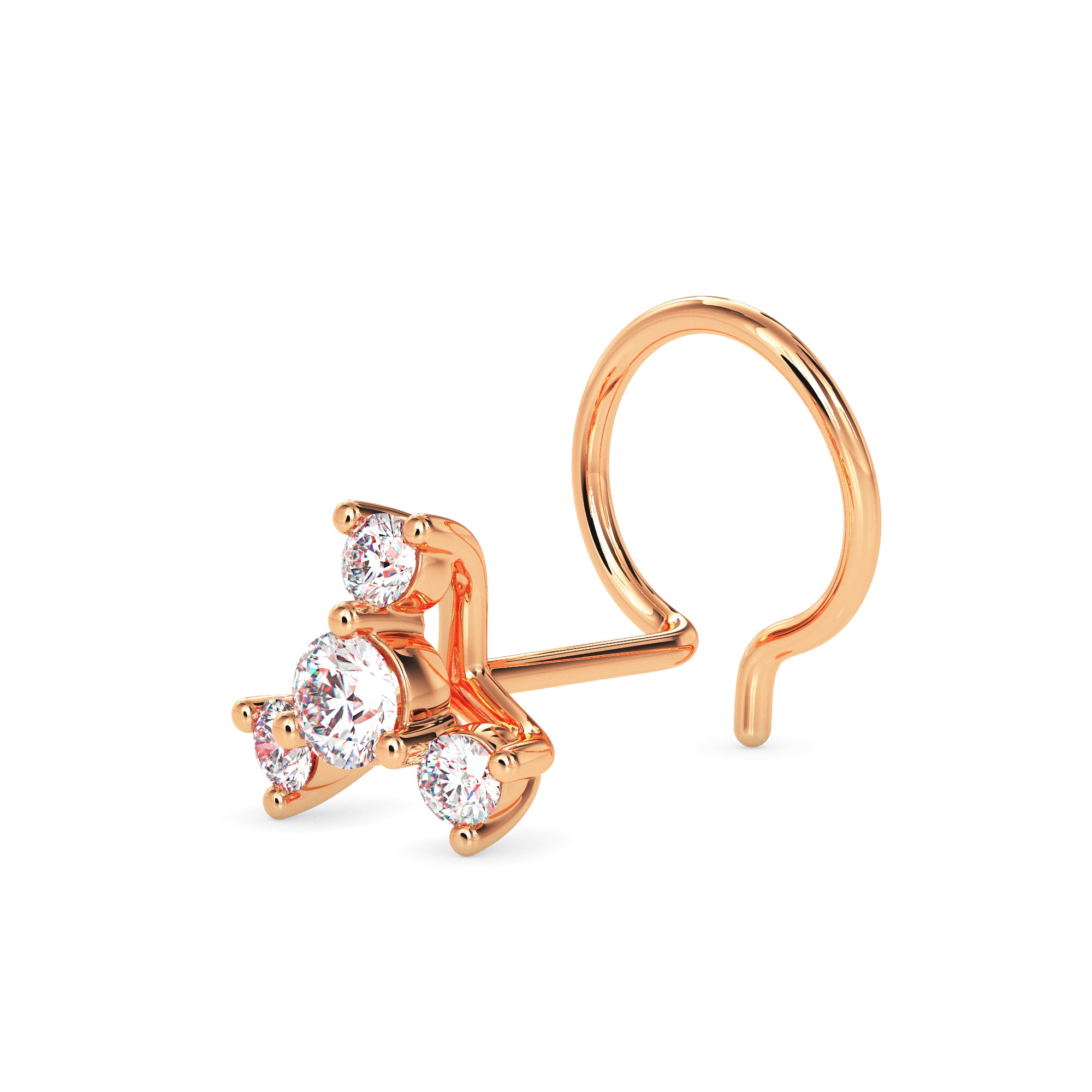0.08Ct Round Prong Set Lab-Grown Diamond Gold Wire Back Stud Nosepins