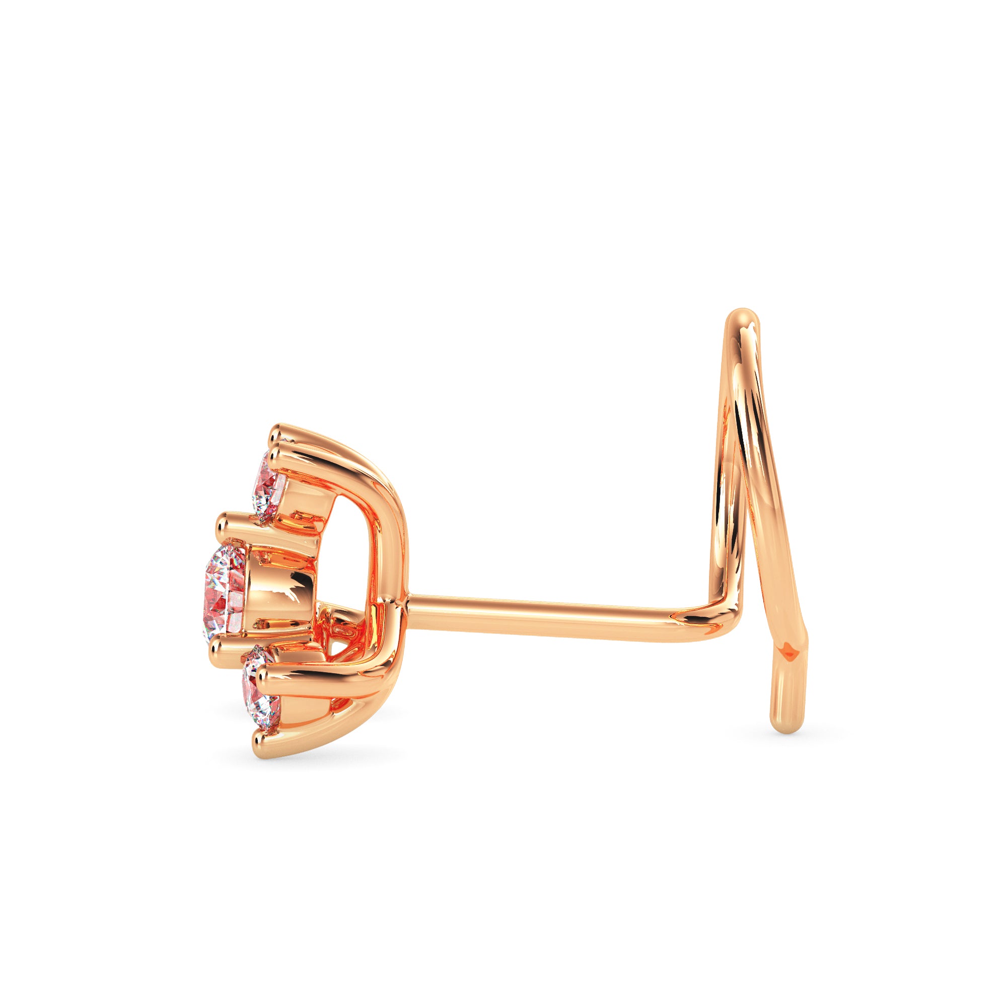 0.08Ct Round Prong Set Lab-Grown Diamond Gold Wire Back Stud Nosepins