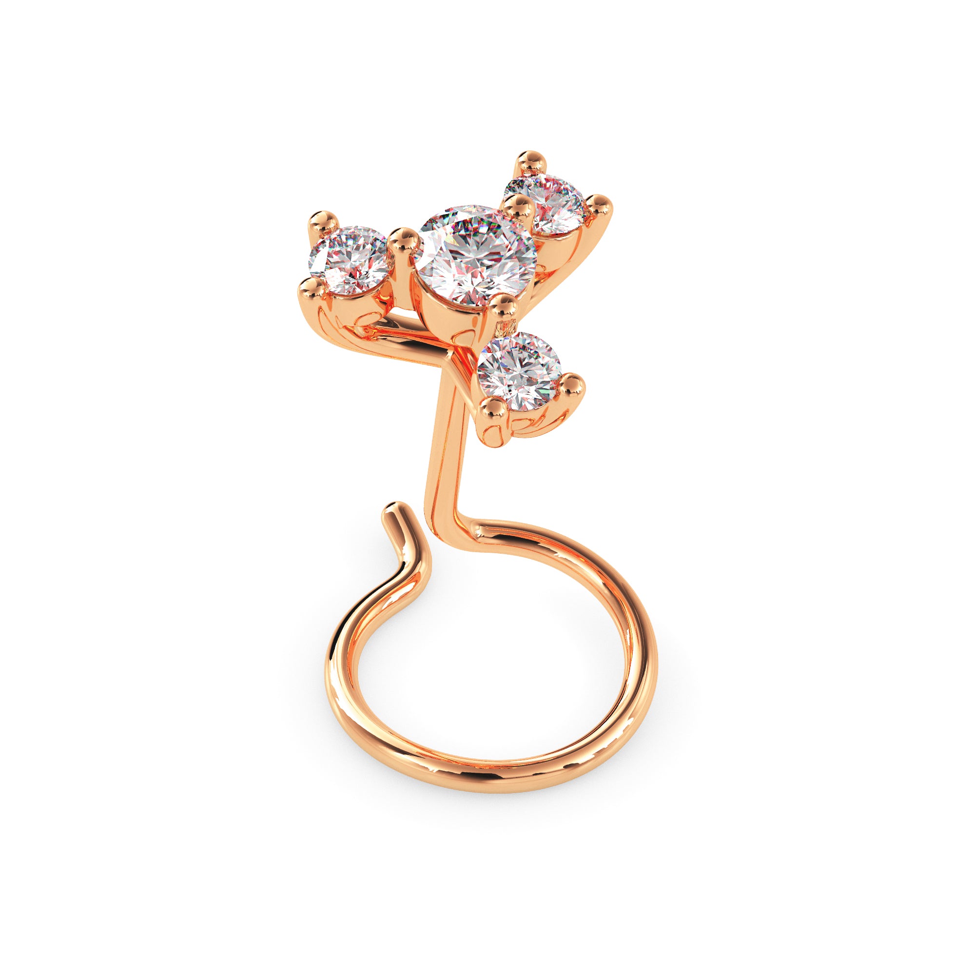 0.08Ct Round Prong Set Lab-Grown Diamond Gold Wire Back Stud Nosepins