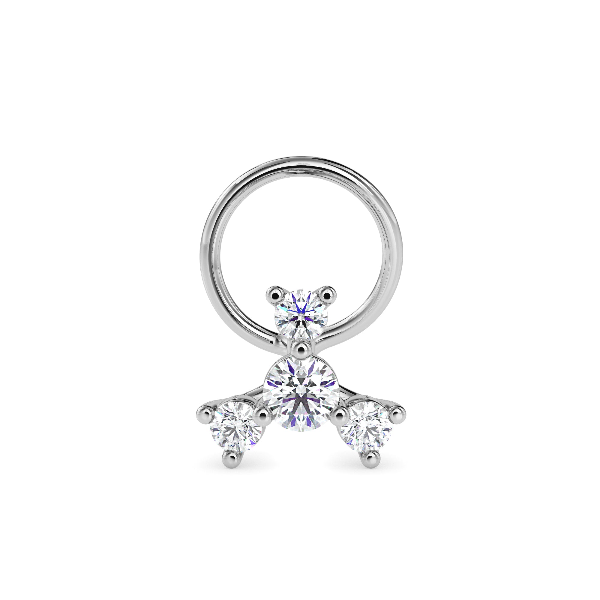 0.08Ct Round Prong Set Lab-Grown Diamond Gold Wire Back Stud Nosepins